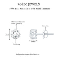 Certified 1 Carat Moissanite Studs