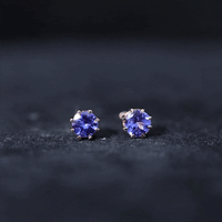 1 Carat Natural Tanzanite Round Stud Earrings for Women