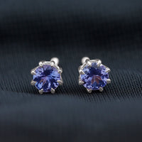 1 Carat Natural Tanzanite Round Stud Earrings for Women