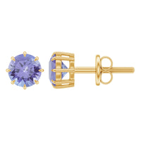 1 Carat Natural Tanzanite Round Stud Earrings for Women