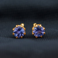 1 Carat Natural Tanzanite Round Stud Earrings for Women