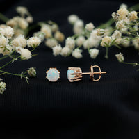 1 Carat Natural Ethiopian Opal Solitaire Stud Earrings