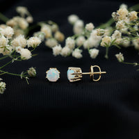1 Carat Natural Ethiopian Opal Solitaire Stud Earrings