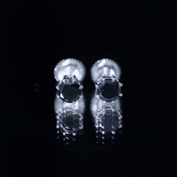 Solitaire 1.6 Carat Lab Created Black Diamond Stud Earrings