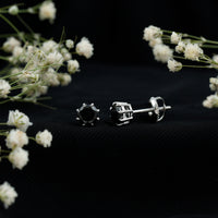 Solitaire 1.6 Carat Lab Created Black Diamond Stud Earrings