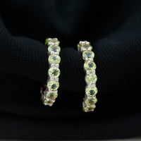 Natural Round Shape Peridot Hoop Earrings For Women