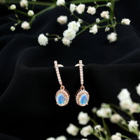 Natural Ethiopian Opal Hoop Drop Earrings with Diamond