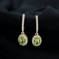 Rosec Jewels 2 Carat Claw Set Peridot and Moissanite Drop Hoop Earrings, gold-tone with vibrant green and sparkling stones