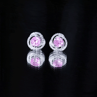 2 Carat Lab Created Pink Sapphire and Diamond Swirl Stud Earrings