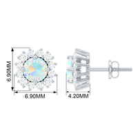 1 CT Ethiopian Opal and Diamond Halo Stud Earrings