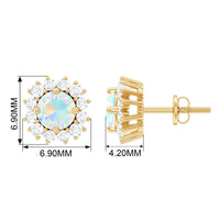 1 CT Ethiopian Opal and Diamond Halo Stud Earrings