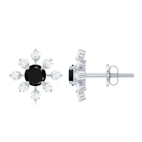 Certified Real Black Onyx Diamond Snowflake Earrings for Christmas
