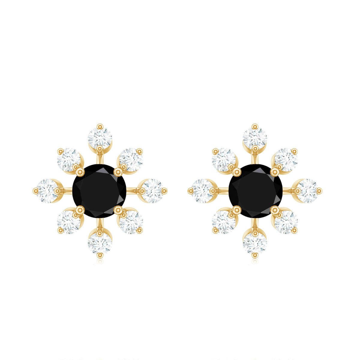 Certified Real Black Onyx Diamond Snowflake Earrings for Christmas