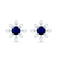 Real Blue Sapphire Snowflake Earrings with Diamond