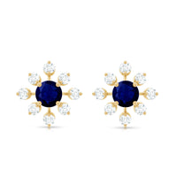 Real Blue Sapphire Snowflake Earrings with Diamond