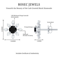Lab Created Black and White Diamond Flower Stud Earrings