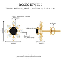 Lab Created Black and White Diamond Flower Stud Earrings