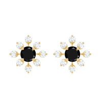 Certified Natural Black Spinel Snowflake Earrings with Diamond