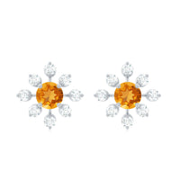 Certified Real Citrine Snowflake Earrings with Diamond