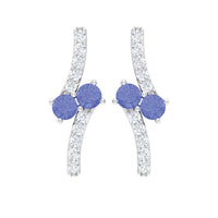 Real Tanzanite and Diamond Stud Earrings with Certificate