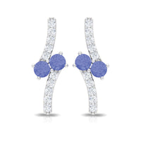 Real Tanzanite and Diamond Stud Earrings with Certificate