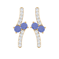 Real Tanzanite and Diamond Stud Earrings with Certificate