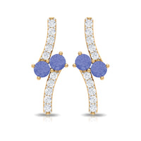 Real Tanzanite and Diamond Stud Earrings with Certificate