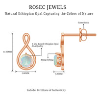 Genuine Ethiopian Opal Infinity Stud Earrings with Certificate