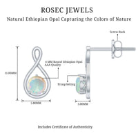 Genuine Ethiopian Opal Infinity Stud Earrings with Certificate