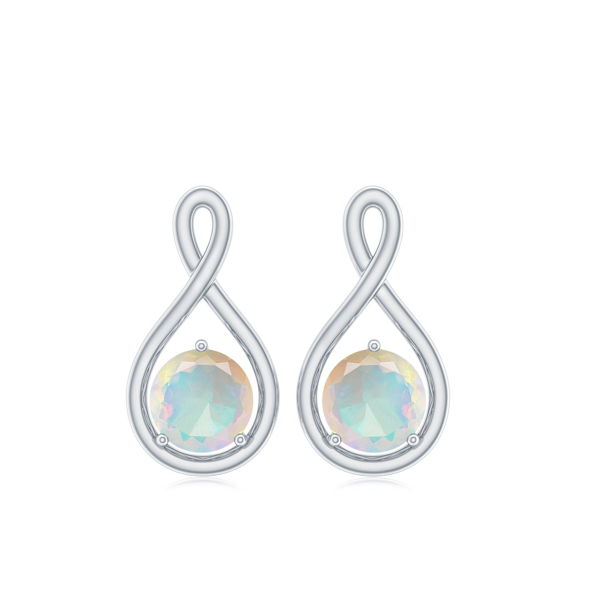 Genuine Ethiopian Opal Infinity Stud Earrings with Certificate