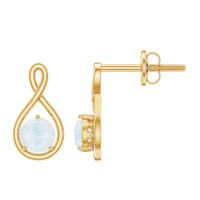 Round Moonstone Solitaire Infinity Stud Earrings