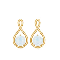 Round Moonstone Solitaire Infinity Stud Earrings