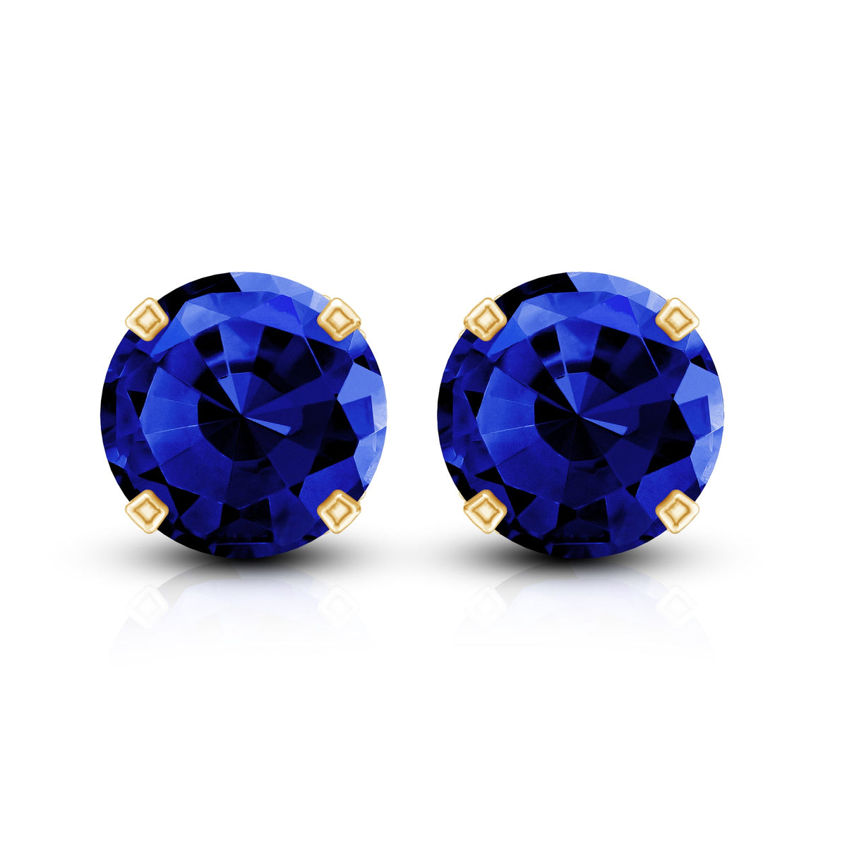 Lab grown blue sapphire vintage stud earrings by Rosec Jewels featuring sparkling blue sapphires and a classic design.