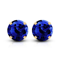 Lab grown blue sapphire vintage stud earrings by Rosec Jewels featuring round sapphires with certificate of authenticity.