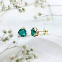 4.3 Carat Lab Created Emerald Solitaire Stud Earrings in Double Claw Setting