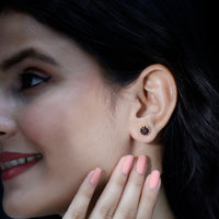 Natural 3.4 Carat Garnet Crown Earrings in Yellow Gold Plated Silver