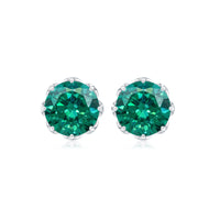 Round Lab Created Emerald Solitaire Stud Earrings