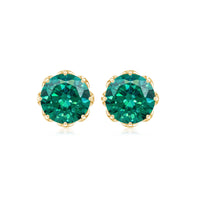 Round Lab Created Emerald Solitaire Stud Earrings