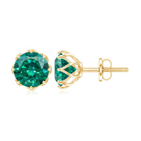 Round Lab Created Emerald Solitaire Stud Earrings