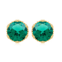 Rosec Jewels solitaire lab-created emerald stud earrings in crown setting with sparkling green gemstones.
