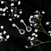 Black Onyx and Moissanite Bridal Teardrop Earrings
