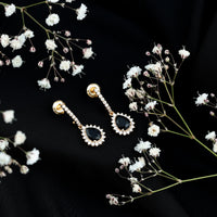 Black Onyx and Moissanite Bridal Teardrop Earrings