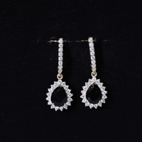 Lab Created Black Diamond Teardrop Hoop Earrings