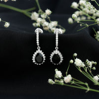 Lab Created Black Diamond Teardrop Hoop Earrings