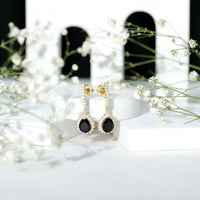 Lab Created Black Diamond Teardrop Hoop Earrings