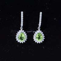 2 Carat Peridot and Diamond Bridal Teardrop Earrings