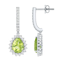 2 Carat Peridot and Diamond Bridal Teardrop Earrings