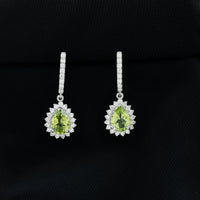 2 Carat Peridot and Diamond Bridal Teardrop Earrings