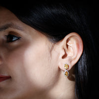 Natural 2 Carat Citrine and Diamond Teardrop Earrings by Rosec Jewels featuring sparkling gemstones and elegant design.