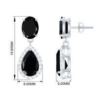 Rosec Jewels black onyx and diamond dangle earrings featuring 3.75 CT stones with elegant drop design.